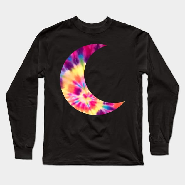 Tie Dye Crescent Moon Sticker Long Sleeve T-Shirt by aterkaderk